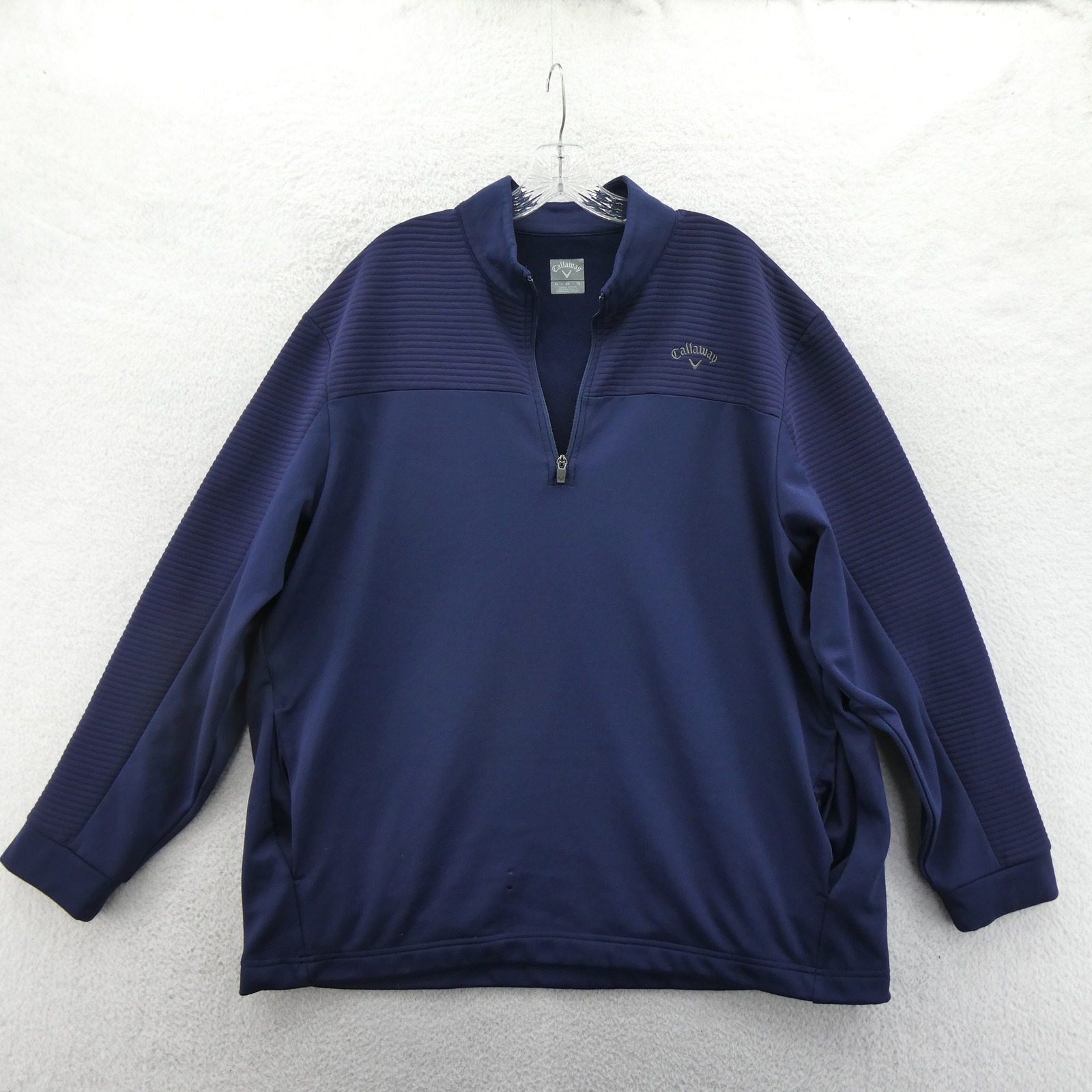 Callaway 1/4 Zip Pullover Mens Xl Navy Blue Ribbed Shoulder Golf Sweater